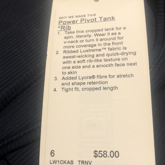 Lululemon Power Pivot Tank Rib - Picture 5 of 5